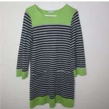 Eliza J green striped sweater dress with pocketsSz M