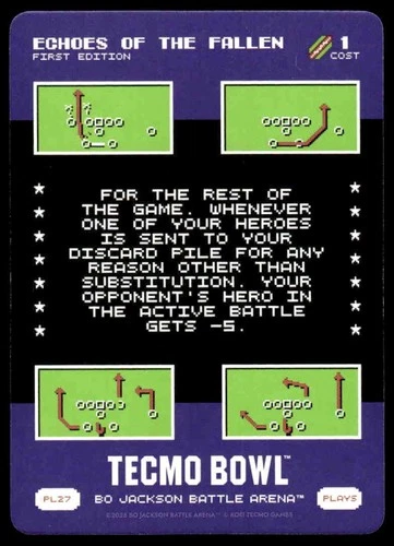 2026 Bo Jackson Battle Arena TECMO BOWL BOBA PL-27 PL27 Echoes of the Fallen SP