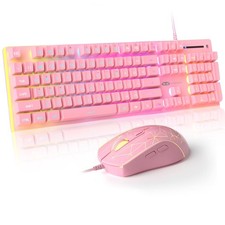 GT838 Gaming Keyboard and Mouse Combo, 104 Keys RGB Backlit Quiet Wired Keybo...