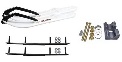 C&A Pro White BX Snowmobile Skis w/ 6'' Round Bars Complete Kit Arctic Cat 2009