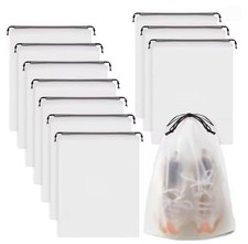 Waterproof Travel Shoe Bags 10 Pack Transparent Plastic Drawstring Storage