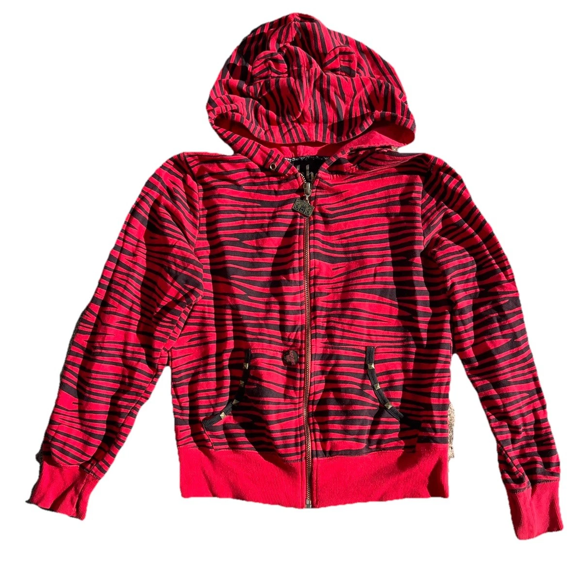 パーカー Avril Lavigne Abbey DAWN Hoodie Red S Abbey Dawn Avril Lavigne Zebra Striped Hoodie Cat Ears & Studs XL