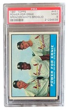 1961 Topps PSA 9 MINT Power For Ernie #451 St Louis Cardinals Bill White Spencer