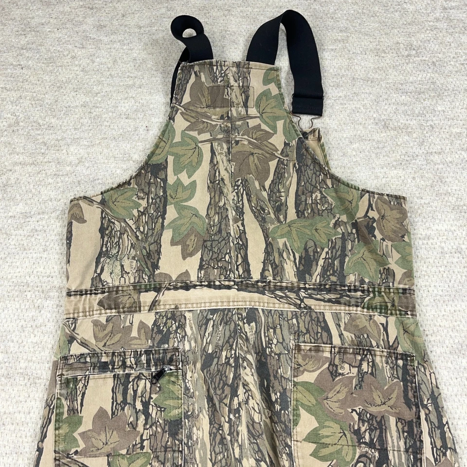 Vintage Trebark Camo Bibs Overalls Men 40x28 Large Hunting Outdoor 80s 90s USA - Image 3 of 4