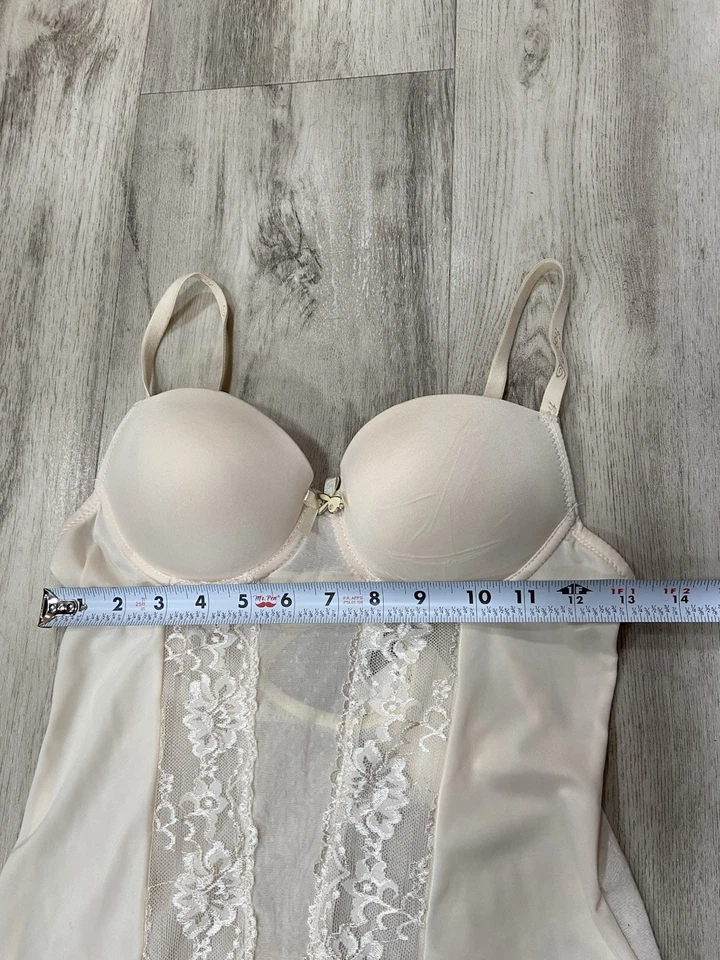Top Babydoll Playboy Intimates Crema Encaje y Malla Talla Mediana Foto 4 de 4