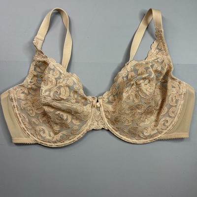 Wacoal Embroidered Bra 40DD Tan Arabesque Unlined Underwire 85199