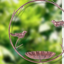 Hanging Metal Bird Feeder And Bath Circular Perch For Hummingbirds Garden Decor