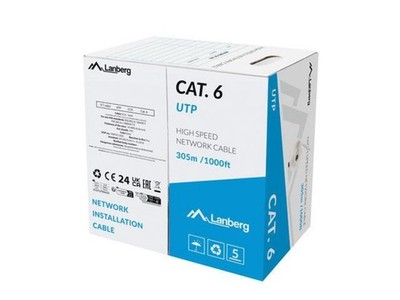LAN Kabel UTP KAT.6 Draht CCA grau LCU6-15CC-0305-S/305m