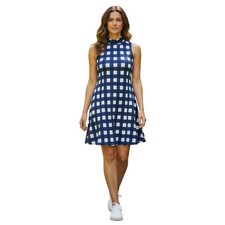 RLX Ralph Lauren Womens Blue White Gingham Sleeveless Golf Dress Size S