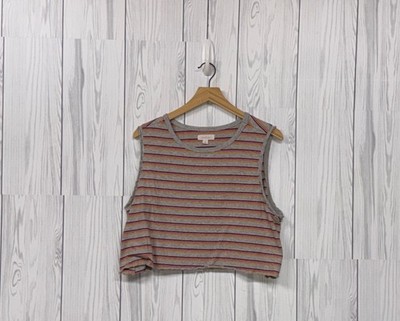 Colsie top womens size extra large sleeveless cropped gray patterned shirt