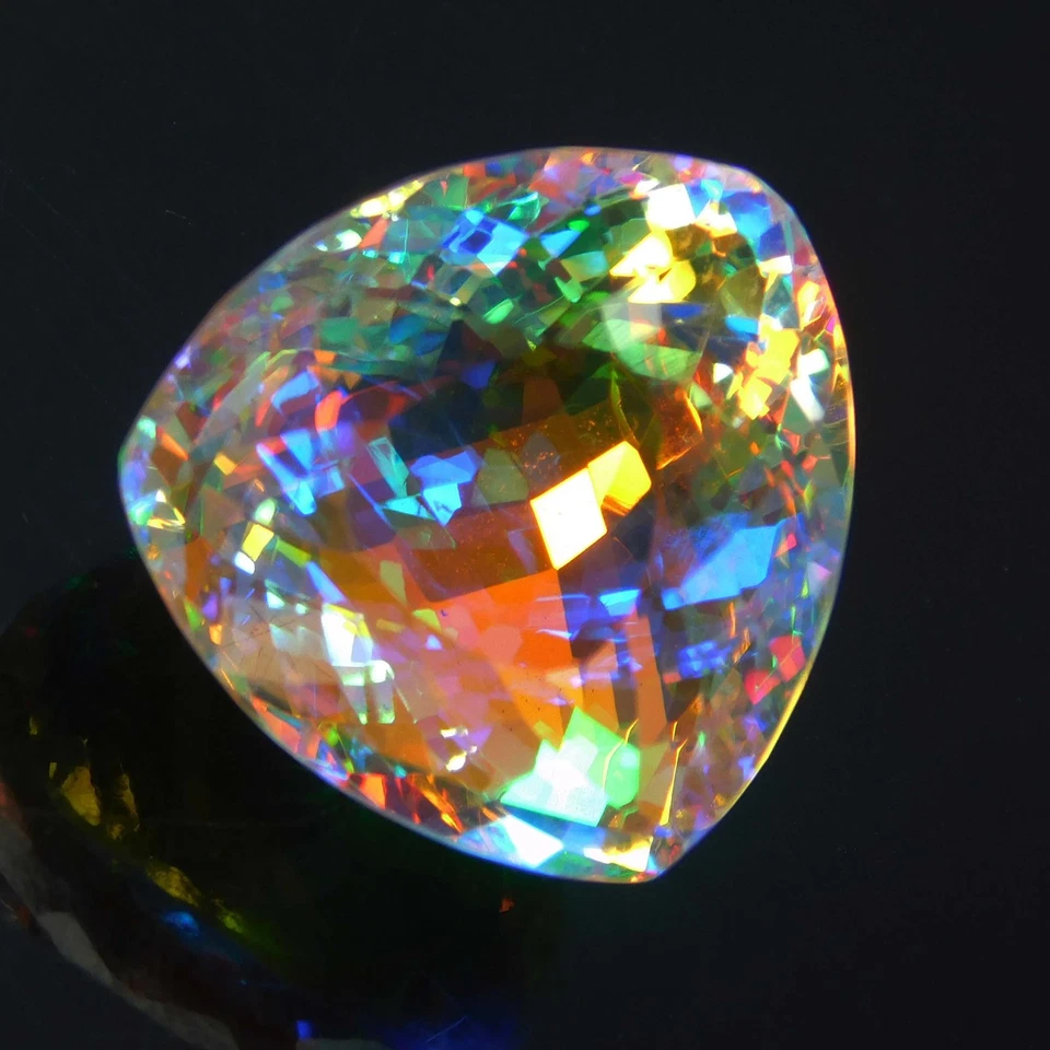 Trillion Cut A++ Rainbow Mystic Quartz 60 Carat Loose Gemstone CERTIFIED - Image 4 of 4