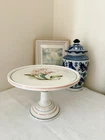 Antique Milk Glass Pedastal Cake Stand Challinor Taylor Handpainted IMPERFECT