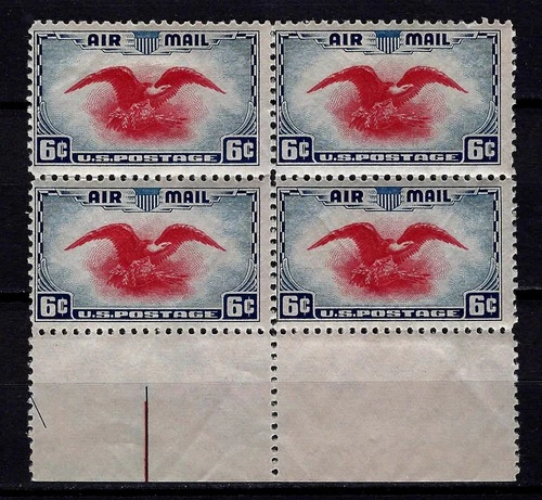 United States Stamp sc C23 SG A845 6c Air Mail Block of 4 1938 unused