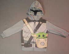 Childs Hoodie Baby Yoda Size 4T Star Wars Mandalorian Sweater Grey