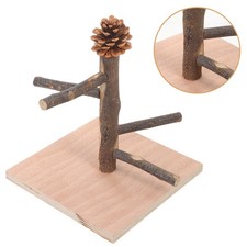 Wooden Bird Training Stand Tabletop Parrot Perch Portable Multicolor