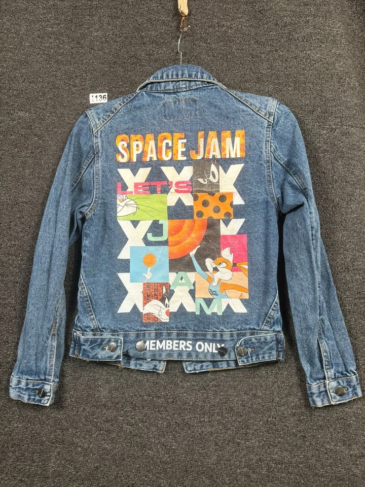 Винтажный членов только пространства Jam Looney Tunes синий джинсовой ткани Jean трек куртка размер S  - Изображение 2 из 4