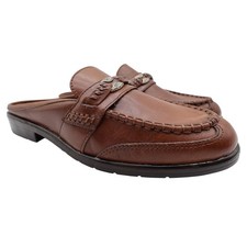 G. Wiz Faye Mules Womens 6.5 Brown Leather Vintage Western Loafers New Old Stock