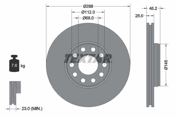 Textar 92121005 Bremsscheibe FüR Skoda VW-image