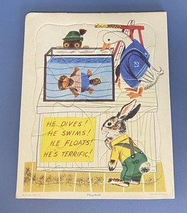 VTG Golden Press Playskool He Dives! Puzzle Cardboard Frame Tray 80-56