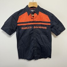 Harley Davidson Mechanic Button Down Shirt Men's Size M Black Logo Biker Grunge