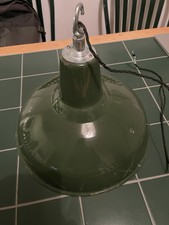3no Benjamin Vintage Industrial Factory Pendant Light in Green. Made in UK