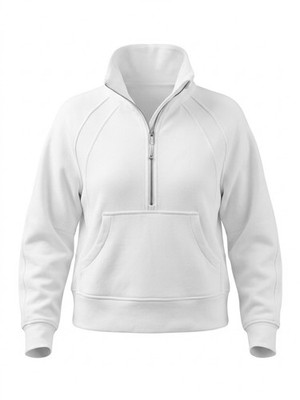 Unbranded Oversized Half-Zip Funnel Neck Cropped Sweatshirt White Sz M