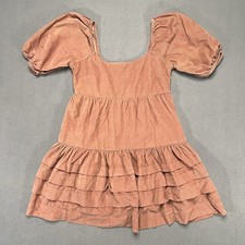 American Eagle Mini Dress Womens Small Coral Pink Baby Doll Tiered Cottagecore