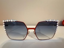 Authentic Fendi Oversized Square Sunglasses   Pearl Stud Detail