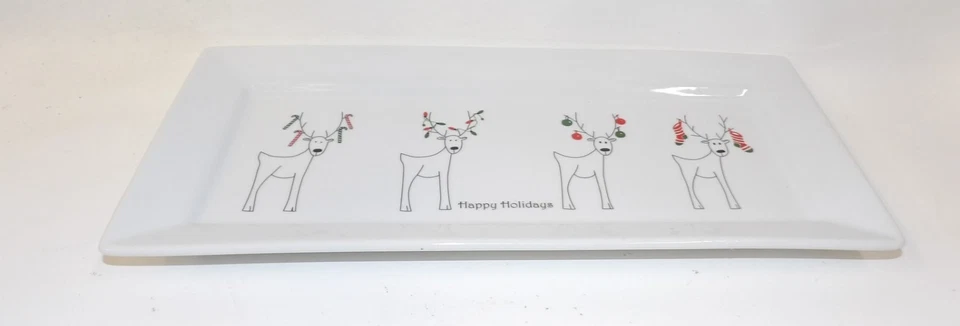 Bandeja para servir renos BIA Cordon cerámica azul Navidad felices fiestas Foto 2 de 3