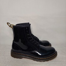 EUC Dr Martens 1460Y Black Patent Leather Boots Kids Youth Size 5