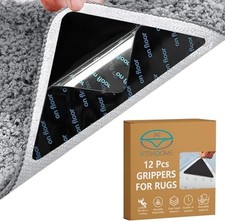12 Pcs Rug Tape, Non-Slip Rug End Grippers Double-Sided Carpet Corner Tape,