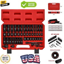 3/8" Drive Impact Socket Set, 49 Piece Standard SAE and Metric Sizes 5/16-Inc...