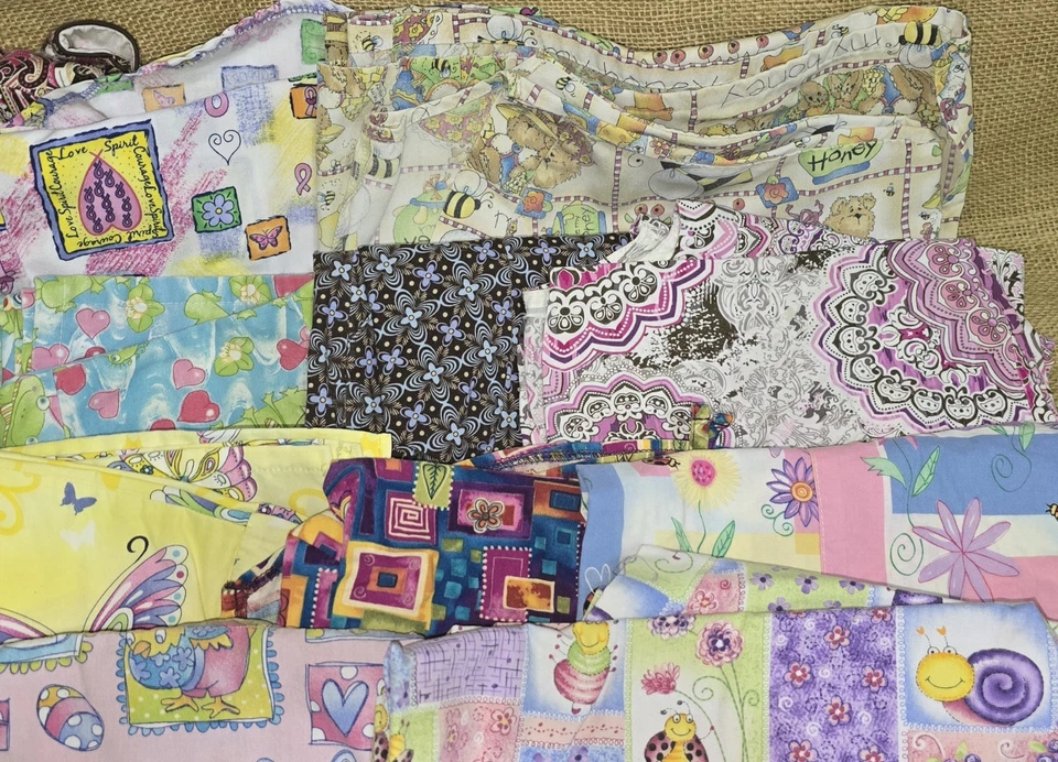 Lot Quilt Craft Sew Fabric 14 Pcs Scrub Fabrics Quilting Doll Teddy Bear Clothes - Image 2 of 4