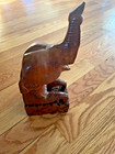Vintage Hand Carved Wooden Elephant Figurine Folk Art Decor Collectible — photo 6