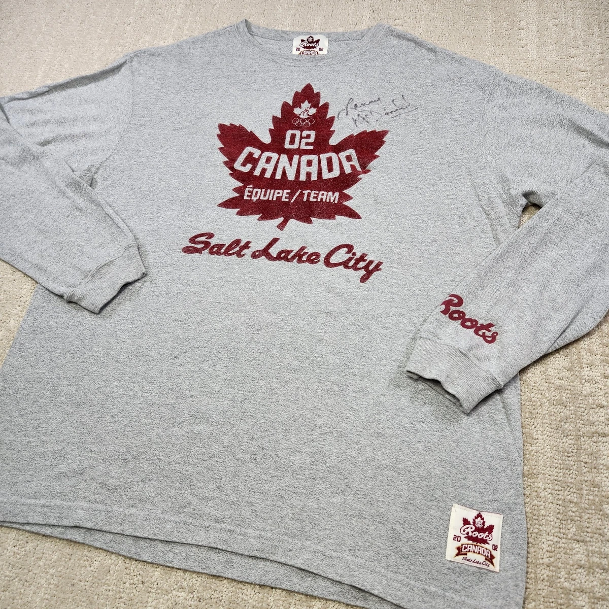 T-shirt Vintage Salt Lake City Jeux Olympiques 2002 - Manches Longues Gris - Taille S