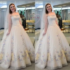 3D Flowers Wedding Dresses Plus Size Off Shoulder Elegant A Line Bridal Gowns