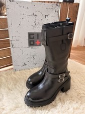 GIO+ Boots Stiefel, Schnallen, Leder schwarz, Größe 38