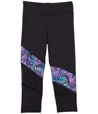 Bloch L100927 Kids Black Tropics Print Capri Pants Size 14