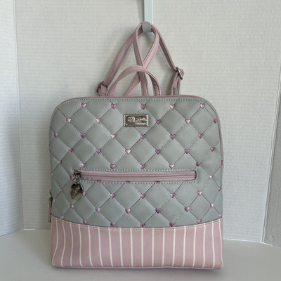 LUV BY BETSEY JOHNSON Quilted Backpack Purse Top Handle Color Pink/Gray