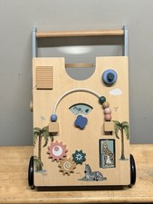 Toddler Wooden Walker Push with Wheels Multiple Learning Activity Center Baby