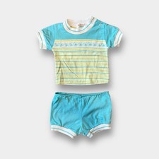 Vintage Healthtex Two Piece Yellow Blue Green Ducky Outfit Baby Boy 6 Months USA