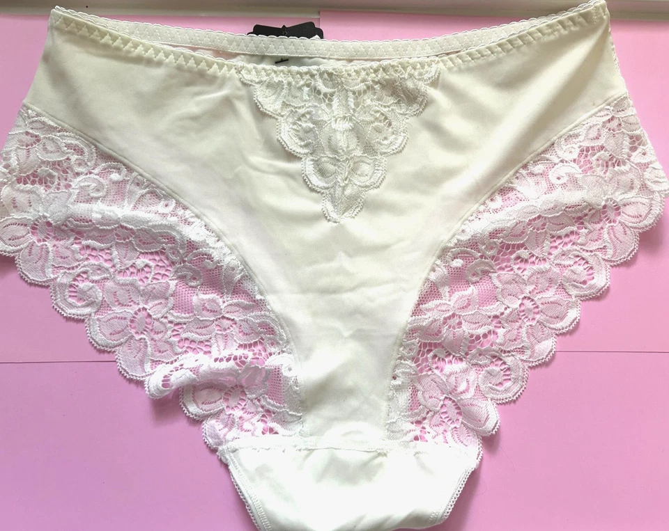 Mujer Talla M/L Transpirable con Encaje Bragas Marfil Elegante Cómodo Bikini Encaje Foto 3 de 4