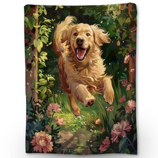 Cute Golden Retriever Dog Blanket, Soft Flannel Animal Throw 60 50 Inch Dog04