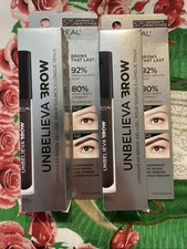 2~Loreal Unbelieva Brow Longwear Brow Gel Waterproof 575 Dark Brunette Retired