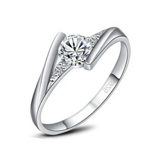 Trendy Women's Zircon Cocktail Ring - 925 Silver Plated Fashion Wedding Jewelry