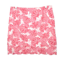 Lilly Pulitzer Me Shell Hotty Pink Scalloped Layered Hem Skirt Sz 10 Pre-Owned