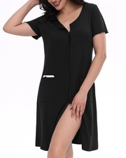 Nightgowns for Women - Short Sleeve Sleepwear Button Up Pajamas for Women Clo...
