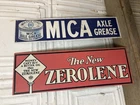 Vintage Zerolene Mica Grease Motor Oil Sign Service Station Can Gas Pump Gulf