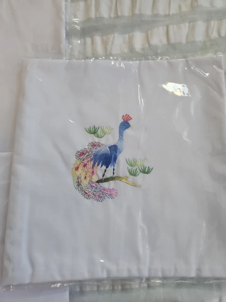 4 PIECE SET-Hand Embroidered Peacocks on Napkins in Orig. Pkg. - Image 2 of 4