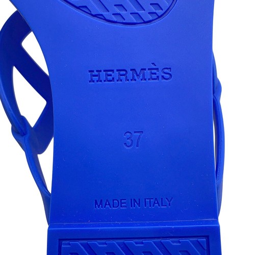HERMES Egeri Chaine d'Ancre Sandals Size 37 Rubber Blue - Picture 7 of 8